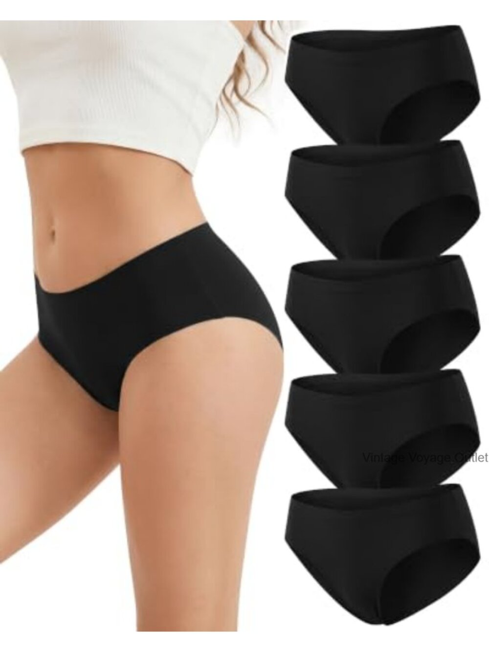 Cevapro Women's Seamless Underwear Low Rise Panties 5 Pack